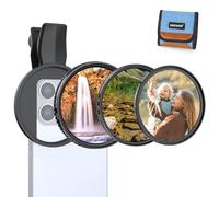 NEEWER 67mm Kit de Filtre ND Variable Compatible avec iPhone, Kit d'Accessoires de Photographie Comprenant 3 Filtres à Clip CPL+ND2-32+Diffuseur Noir 1/4 pour Effet Cinématographique Brumeux, FL-B37
