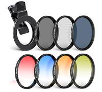NEEWER Kit de Filtre 67mm avec Clip pour Objectif de Phone, CPL, ND32, Filtre étoilé 6 Points, filtres gradués (4 Couleurs), Compatible avec iPhone 16 15 14 Pro Max 14 13 12 11