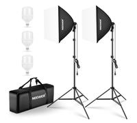 NEEWER 700W Kit d'éclairage équivalent, 3 Ampoules LED 5700K, 24x24 inches Softboxes avec Douille E26, Kit d'éclairage Continu pour la Photographie, équipement de Studio Photo