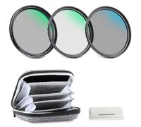 NEEWER 72mm Kit Filtres d'Objectif UV/CPL/ND Sac Rigide Verre Optique et Cadre en Alliage Aluminium Accessoire Ultraviolet Filtre + Polarisant Circulaire (CPL)+Filtres Densité Neutre(ND4) avec étui