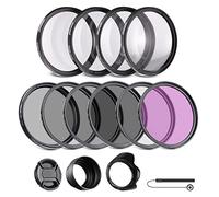 NEEWER 77mm Filtre ND/CPL/UV/FLD/Gros Plan&Kit d'Accessoires d'objectif avec ND2 ND4 ND8, Filtre de Gros Plan(+1/+2/+4/+10), PareSoleil en Caoutchouc Pliable, Capuchon d'Objectif, Pochette de Filtre