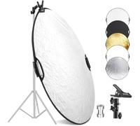 NEEWER 80cm Réflecteur Lumière avec Pince et Poignées, Réflecteur Photographie Multi-Disque Pliable 5 en 1 Translucide/Argent/Or/Blanc/Noir avec Filetage 3/8" pour Éclairage Extérieur Studio,RF-80II