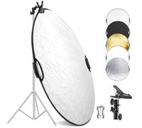 NEEWER 80cm Réflecteur Lumière avec Pince et Poignées, Réflecteur Photographie Multi-Disque Pliable 5 en 1 Translucide/Argent/Or/Blanc/Noir avec Filetage 3/8" pour Éclairage Extérieur Studio,RF-80II
