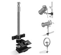 NEEWER 9" Griffe Étau en Acier avec Goujon de 5/8",Mâchoire Réglable en Aluminium, Coussinet en Caoutchouc de Support C,Anti-Torsion,Poignée Rotative pour Lumière Vidéo LED Softbox,UA041