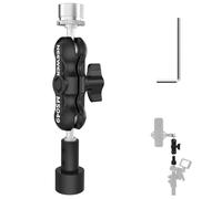 NEEWER Adaptateur de Fixation pour Microphone, Micro Bras Articulé à Double Rotule 360° en Alliage d'Aluminium avec Adaptateur de Vis 1/4" à 5/8", Charge Maximale 900g, MS049