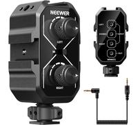 NEEWER Adaptateur de Mixage Audio pour Microphone à Double Canal MM01 avec Câble TRS 3,5mm, Commutateur Stéréo/Mono, Supports de Griffe Froide pour DSLR, Smartphones, Micro alimentés par Batterie