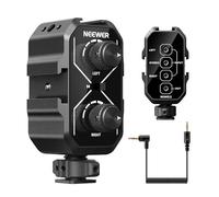 NEEWER Adaptateur de Mixage Audio pour Microphone à Double Canal MM01 avec Câble TRS 3,5mm, Commutateur Stéréo/Mono, Supports de Griffe Froide pour DSLR, Smartphones, Micro alimentés par Batterie