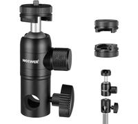 NEEWER Adaptateur de support de lampe avec griffe et mini tête sphérique à vis de 6,35 mm, plaque de montage réversible pour anneau lumineux de moniteur d'appareil photo, convient à tête plate/bras de