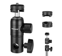 NEEWER Adaptateur de support de lampe avec griffe et mini tête sphérique à vis de 6,35 mm, plaque de montage réversible pour anneau lumineux de moniteur d'appareil photo, convient à tête plate/bras de