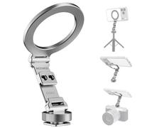 NEEWER Adaptateur Magnétique pour Trépied et Téléphone avec Griffe, Support Compact et Léger en Aluminium pour Téléphone Portable,Compatible avec Magsafe iPhone Samsung Android pour Vidéo,CA163 Argent