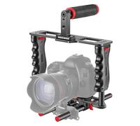 Neewer Alliage d'aluminium Kit de Film de Cage Vidéo pour Appareil Photo,avec Poignée Supérieure,Double Poignée,Deux Tiges de 15mm, Compatible avec Canon Sony Nikon DSLR Camera (Noir et Rouge)