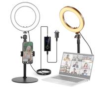 NEEWER Anneau Lumineux de Bureau Haute Puissance de 8 Pouces 18 W avec Support et Support pour téléphone, lumière d'appel Circulaire pour iPhone, Enregistrement de vlogging, kit d'éclairage