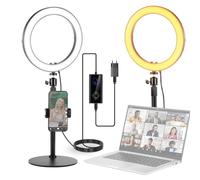 NEEWER Anneau Lumineux LED 10" 20 W avec Support de Bureau Compatible avec iPhone Ordinateur Portable Bicolore 2900 K - 7000 K USB C PD entrée CRI97+ 1660LX/0,5 m Selfie Make up TikTok Lumière vidéo