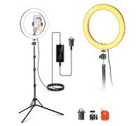 NEEWER Anneau Lumineux LED Haute Puissance de 25,4 cm 20 W pour téléphone avec trépied de 180,3 cm, Anneau Lumineux Bicolore, Support de téléphone Compatible avec iPhone pour Enregistrement vidéo