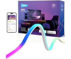 NEEWER Bande LED 3m, éclairage Frontal, Ruban Néon RGB Intelligent Sécable avec AI, Contrôle par App, Changement de Couleur, pour Chambre, Studio,Maison,Compatible avec Google Assistant Alexa,NS01