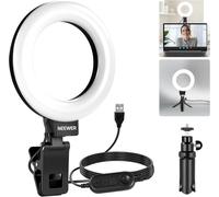 NEEWER Basic 5" Ring Light avec Clip et Trépied,10W 3000k-6000K Dimmable Clip sur Lumière pour Laptop Computer Monitor Vidéoconférence,Selfie,Vlog,Maquillage,Live Streaming,Enregistrement Vidéo,BR60
