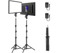 NEEWER Basics 13" Panneau Lumineux LED, 2PCS Kit d'éclairage Studio avec Trépied, éclairage Bicolore pour Diffusion en Continu, Enregistrement de Podcasts, 2400lux 3200-5600K IRC97+ 8000mAh, NL-192B