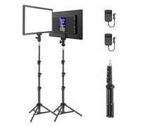 NEEWER Basics 13" Panneau Lumineux LED, 2PCS Kit d'éclairage Studio avec Trépied, éclairage Bicolore pour Diffusion en Continu, Enregistrement de Podcasts, 2400lux 3200-5600K IRC97+ 8000mAh, NL-192B