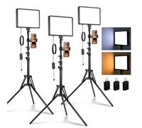 NEEWER Basics 3 Pack Panneau LED Photo, Kit d'Éclairage Studio avec Trépied et Support de Téléphone pour Enregistrement Vidéo, Photographie, Streaming, 850lx/0,5m Bicolore 2700-6500K Dimmable, BP300