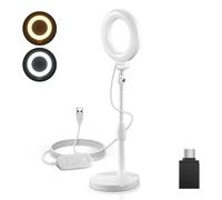 NEEWER Basics 5"/13cm Ring Light Bureau avec Support, 10W LED Lumiere Telephone Selfie, Compatible avec iPhone, Enregistrement Vidéo, PC, Webcam, Zoom, Vidéoconférence, Maquillage, Blanc BR60