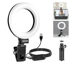 NEEWER Basics 5" Ring Light à Pince pour éclairage de visioconférence,BR60 | Kit trépied de bureau avec éclairage pour moniteur, streaming, télétravail, apprentissage, enregistrement vidéo
