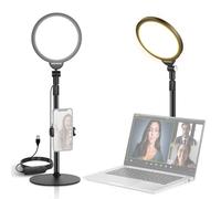 NEEWER BASICS 7" Anneau lumineux de bureau pour l'enregistrement vidéo, 10W éclairage principal plein écran dimmable avec Support et Support de Téléphone pour Ordinateur portable,Visioconférences,R06