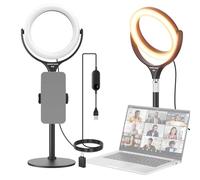 NEEWER Basics 7" Ring Light/Anneau Lumineux de Bureau avec Support/Porte Téléphone Compatible iPhone, 10W, CRI95+, LED Bicolore pour Selfies,TikTok,Ordinateur Portable,Webcam,Zoom,Maquillage,RL7B