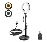 NEEWER Basics Anneau Lumineux de Bureau 13cm avec Support, Mount pour Téléphone, éclairage LED 10W pour Selfie, Compatible avec iPhone, Enregistrement Vidéo, Webcam, Zoom, Maquillage, Noir BR60