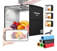 NEEWER Basics Cabine Lumineuse Photo Bicolore, Tente Pliante 30,5 x 30,5 x 30,5cm avec 6 Fonds de Couleur,120 LED IRC 95+ à intensité Variable pour la Photographie de Table, LB30B