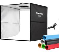 NEEWER BASICS Cabine lumineuse pour studio photo, tente pliante bicolore 40,6 x 40,6cm avec 6 fonds de couleur, 120 LED IRC 95+ à intensité variable pour la photographie de table, LB40B