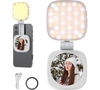 NEEWER BASICS Éclairage Magnétique Selfie Compatible avec MagSafe iPhone, CRI95 Éclairage LED Rond Pliable pour Téléphone avec Support/Miroir pour Photo Maquillage Zoom Vidéo Conférence, Blanc NL48B