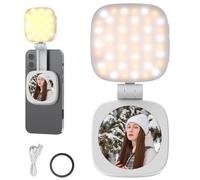 NEEWER BASICS Éclairage Magnétique Selfie Compatible avec MagSafe iPhone, CRI95 Éclairage LED Rond Pliable pour Téléphone avec Support/Miroir pour Photo Maquillage Zoom Vidéo Conférence, Blanc NL48B