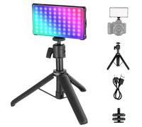 NEEWER Basics SL90C Lampe vidéo RVB complète avec trépied de Bureau, 8 W CRI97 2700 K-7500 K 18 scènes 4000 mAh Portable Métal Petit Panneau d'éclairage LED pour DSLR Streaming Photographie
