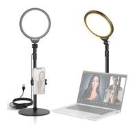 NEEWER BASICS Kit d'éclairage de Bureau pour Téléphone Portable 7", 10W 3000K-6500K, Anneau Lumineux à Intensité Variable avec Support pour Vidéoconférence, Selfie, Vlog, Maquillage, R06