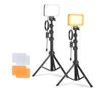 NEEWER Basics Kit Panneau LED Lumiere Video, Packs de 2 Lampes Bicolores avec Trépieds et Filtres Intensité Variable Portable 3200K-5600K IRC95 750lux Éclairage pour Photo Studio Enregistrement, BP66