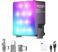 NEEWER BASICS Lampe d'Action Magnétique RGB Compatible avec DJI OSMO Nano ACTION 3 4 5 Pro Cage NEEWER AC009 PRO Pocket 3 Adaptateur Accessoires, 1,5W Fixation de Lumière de Remplissage pour Vidéo,M26