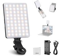 NEEWER Basics Lampe LED à Clip pour Selfie Compatible avec iPhone, Rechargeable 2000 mAh, Support de téléphone et Chiffon de Nettoyage, Webcam, vidéoconférence, Enregistrement, Maquillage, NL-60AI