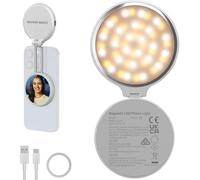 NEEWER BASICS Lampe LED Magnétique pour Selfie Compatible avec MagSafe iPhone,Support de Bureau pour Téléphone avec Miroir de Maquillage,1160lx/0,2m,900mAh,CRI95,éclairage d'Appoint Vidéo,Blanc NL48R