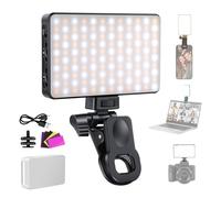 NEEWER Basics Lampe Selfie LED Téléphone, Lampe à Pince Rechargeable 2500-9000K, Films Couleur/Diffuseur/3000mAh, CRI95+ Réglable Éclairage de Visio pour iPhone Caméra Ordinateur Appel Zoom, BL120B