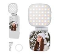 NEEWER Basics Lampe Selfie magnétique Compatible avec MagSafe iPhone, 2 W, IRC 95+, Bicolore, pivotante, LED, éclairage d'appoint pour téléphone, 680 LX/0,3 m, Miroir intégré pour Vlogs, NL45B Blanc