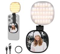 NEEWER Basics Lampe Selfie magnétique Compatible avec MagSafe iPhone, Anneau Lumineux LED Bicolore 2 W, IRC 95+, pivotant à 360°, Miroir intégré pour Maquillage et visioconférence, NL72B Noir
