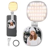 NEEWER Basics Lampe Selfie Magnétique Compatible MagSafe iPhone, Ring Light/Anneau Lumineux LED Bicolore 2W, CRI 95+, Pivotant à 360°, Miroir Intégré pour Maquillage et Visioconférence, NL72B Blanc
