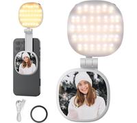 NEEWER BASICS Lampe Selfie Magnétique Compatible MagSafe iPhone¿ Ring Light/Anneau Lumineux LED Bicolore 2W¿ CRI 95+¿ Pivotant à 360°¿ Miroir Intégré pour Maquillage et Visioconférence¿ NL72B Blanc
