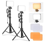 NEEWER BASICS Lot de 2 Panneaux d'éclairage vidéo LED Basiques à intensité Variable avec Supports et filtres, IRC 3200K ~ 5600K, IRC 95 750lux pour Photographie, Enregistrement vidéo en Direct, BP66