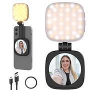 NEEWER Basics Éclairage Magnétique Selfie Compatible avec MagSafe iPhone, CRI95 Éclairage LED Rond Pliable pour Téléphone avec Support/Miroir pour Photo Maquillage Zoom Vidéo Conférence, Noir NL48B