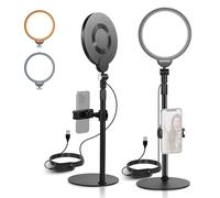 NEEWER Basics Pack de 2 Anneaux Lumineux de Bureau 7 Pouces pour Enregistrement vidéo, éclairage Plein écran 10W à intensité Variable avec Supports et Supports de téléphone pour iPhone, R06