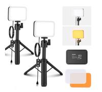 NEEWER Basics Packs de 2 Panneau LED Lampes pour Bureau, Kit d'éclairage pour Vidéoconférence avec Trépieds et Filtres pour Webcam Ordinateur Portable Zoom Appel Maquillage Enregistrement Selfie, BP66