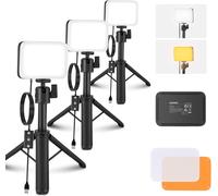 NEEWER BASICS Packs de 3 Panneaux LED pour éclairage de Bureau, Kit d'éclairage pour Vidéoconférence avec Trépieds et Filtre pour Webcam, Ordinateur, Zoom, Maquillage,Bicolore,Intensité Variable, BP66