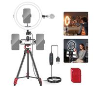 NEEWER Basics R11 Anneau Lumineux à Selfie de 25,4 cm avec trépied/3 Supports de téléphone compatibles avec iPhone/3 Chaussures Froides/télécommande, éclairage LED pour Youtube TikTok Vlog