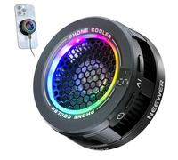 NEEWER Refroidisseur Téléphone Magnétique,Ventilateur USB à Faible Bruit avec Contrôle Température Intelligent,Lumière RGB,Anneau & Clip Compatible avec iPhone 15 16 Pro Max MagSafe Samsung iPad,PA069